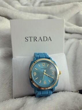Strada Turquoise & Gold Silicone Strap Watch
